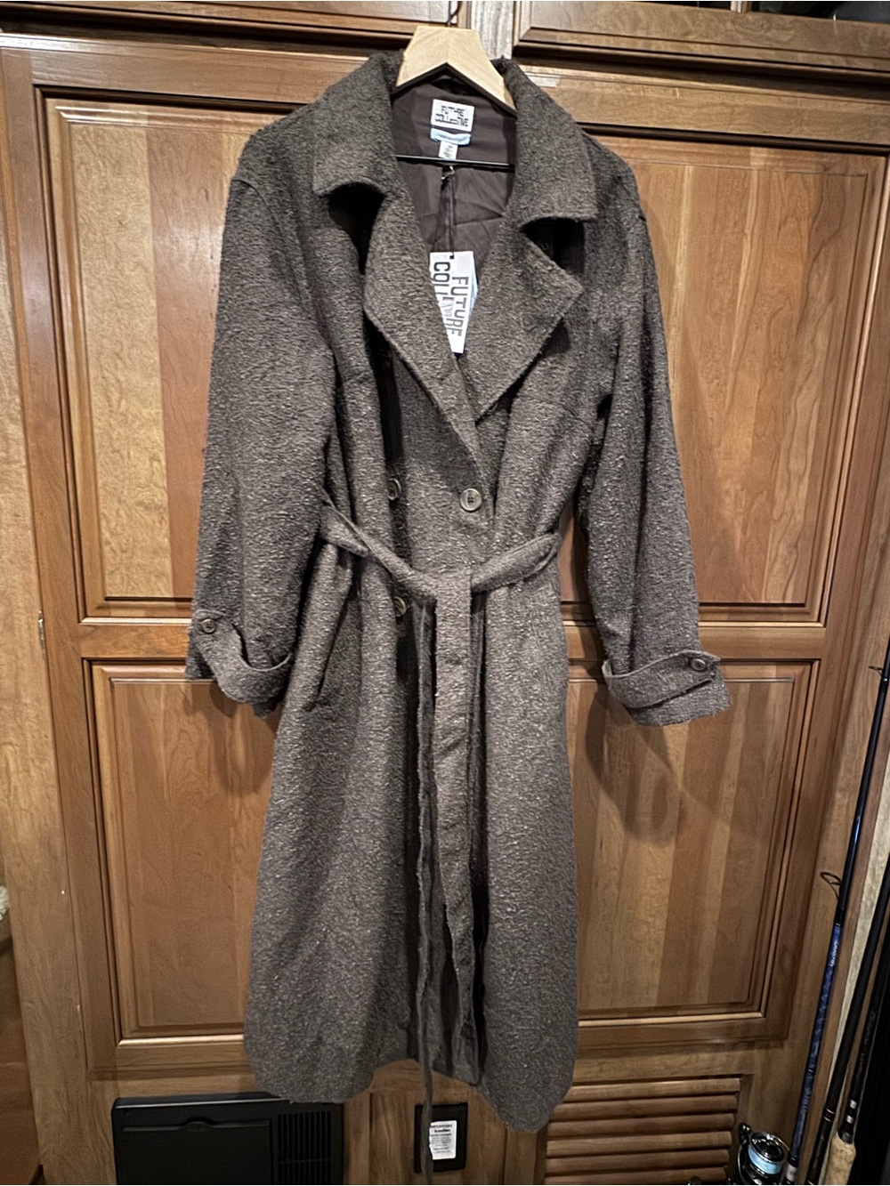 The Future Collective Brown Tie-Waist Long Trench Coat